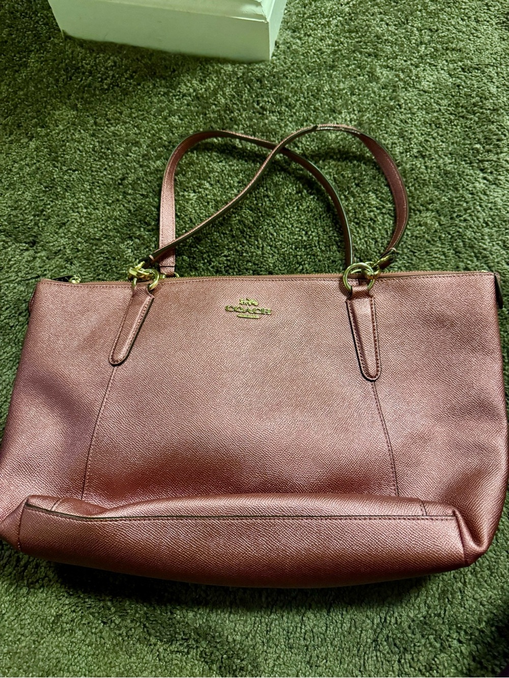 Coach Metallic Rose Gold Leather Tote